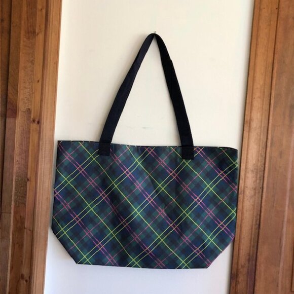 TALBOTS Tartan Plaid Extra Large Market Tote Reusable Shopping Bag - Picture 6 of 15